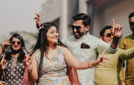 A vibrant Indian wedding in Jaipur, showcasing traditional attire and joyful celebrations.