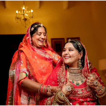 The bride is elegantly adorned, as an Indian wedding photographer skillfully documents her special moments.