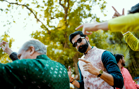 Groom dancing in his own sangeet ceremony.