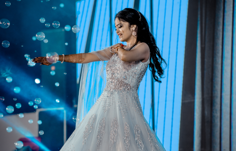 A Girl dance In a wedding sangeet ceremony.