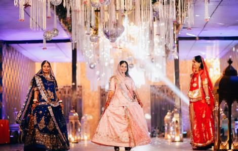 Three Women dance in a wedding - sangeet photography.